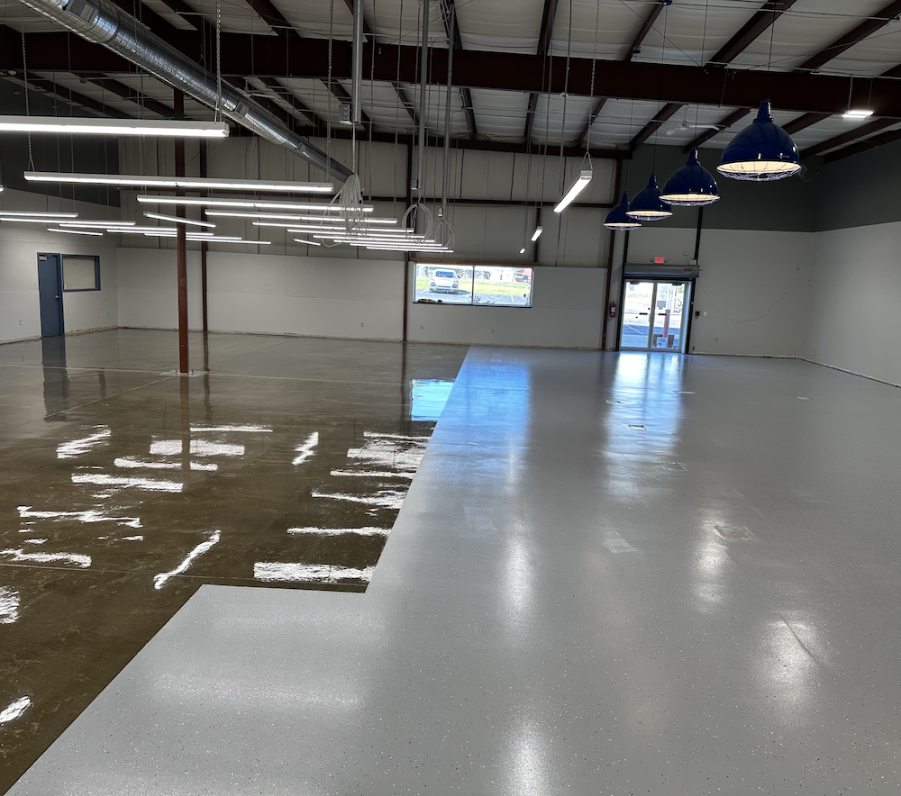 Clear Epoxy Storage Area with Decorative Coatings