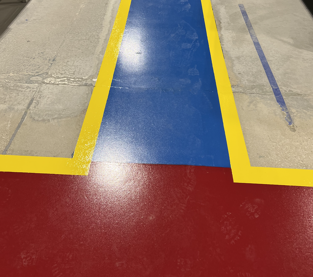 Red Forklift Aisle Safety Blue Walking Aisle